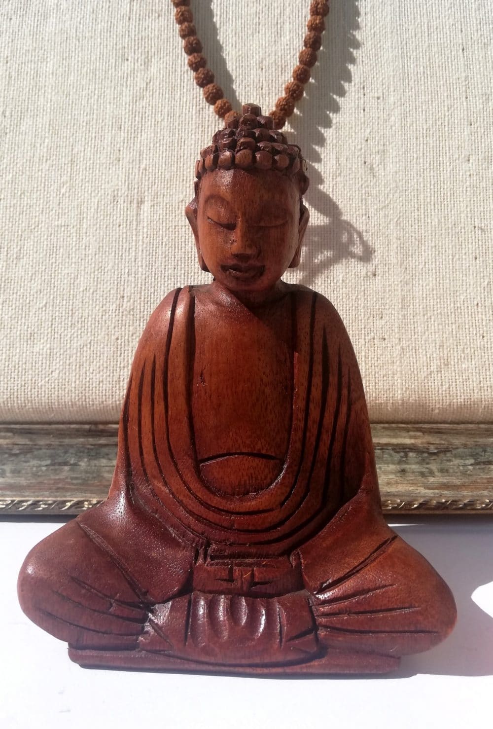 Bouddha En Bois Sculpté Fait Main - Indonésie - Taille Moyenne 42 Cm