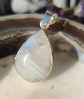 Colgante Lágrima De Piedra Luna, Mediano En Plata 925g
