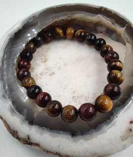 Pulsera De Bolas Ojo De Tigre, Ojo De Halcón Y Ojo De Buey